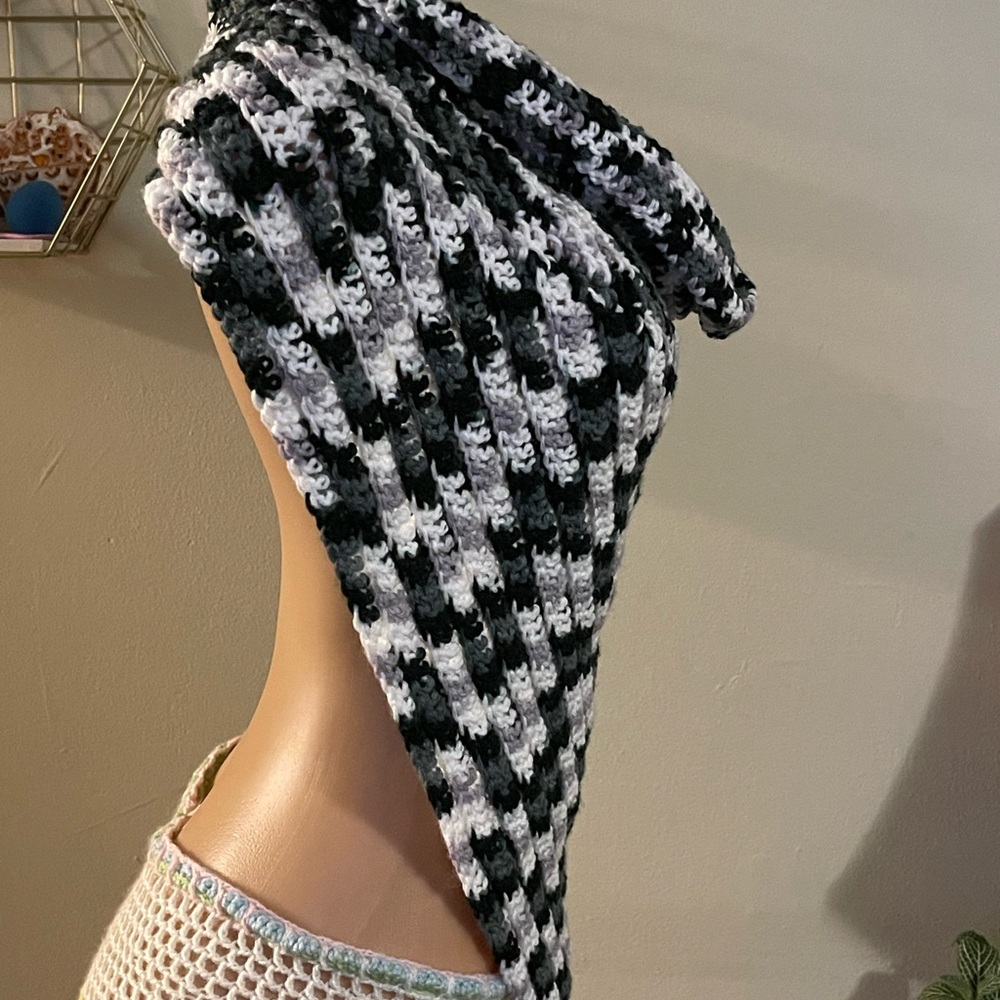 Black,White and Gray Crochet Scarf